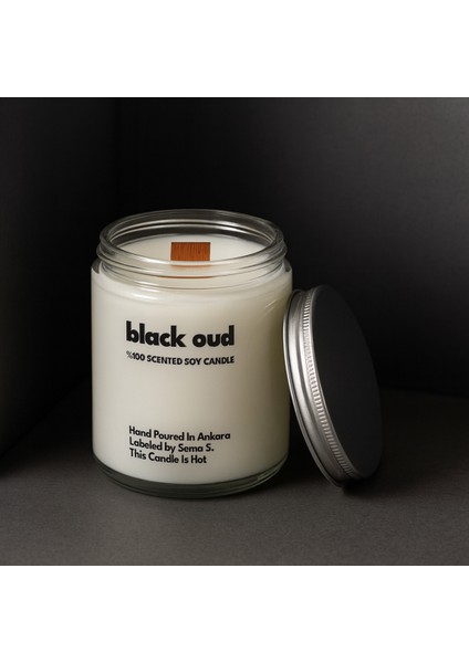 : Black Oud : Cam Kavanozda Kokulu %100 Soya Mum (Oud, Sedir, Çam, Sarı Amber)