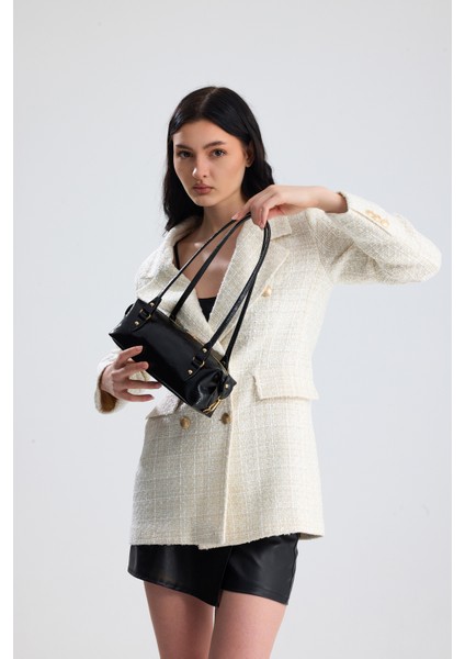 Olivra Siyah Toka Detaylı Mini Kadın Omuz, Kol ve El Çantası