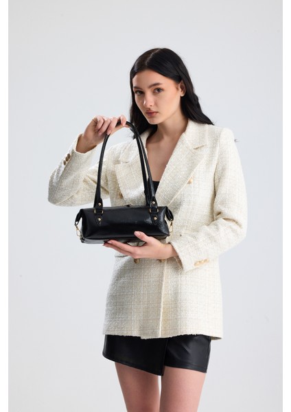 Olivra Siyah Toka Detaylı Mini Kadın Omuz, Kol ve El Çantası