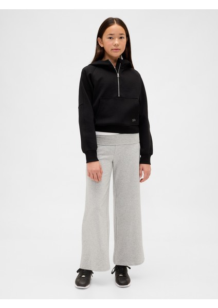 Kız Çocuk Açık Gri Wide-Leg Foldover Leggings Tayt