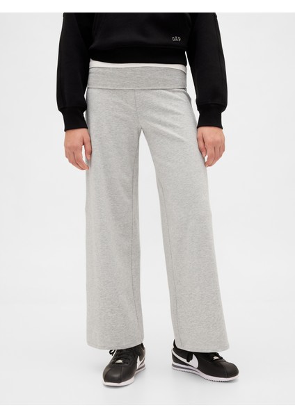 Kız Çocuk Açık Gri Wide-Leg Foldover Leggings Tayt fırsatları