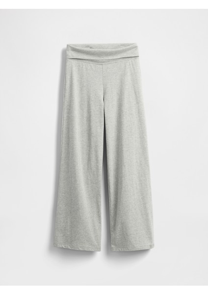 Kız Çocuk Açık Gri Wide-Leg Foldover Leggings Tayt indirimleri