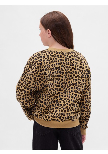 Kız Çocuk Kahverengi Vintage Soft Dolman Sweatshirt modelleri