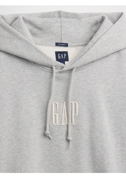 Erkek Gri Heavyweight Oversized Logo Kapüşonlu Sweatshirt modelleri