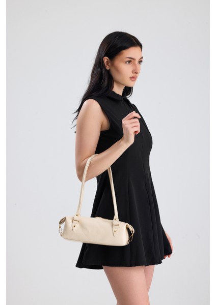 Olivra Bej Toka Detaylı Mini Kadın Omuz, Kol ve El Çantası