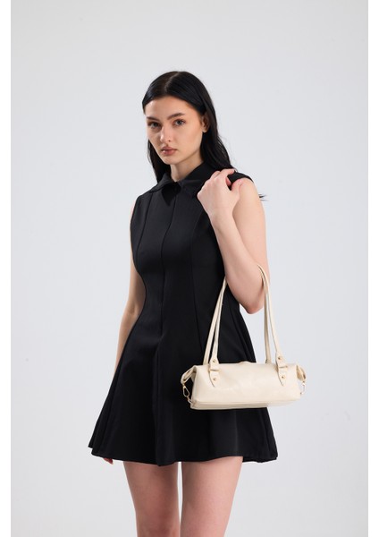 Olivra Bej Toka Detaylı Mini Kadın Omuz, Kol ve El Çantası