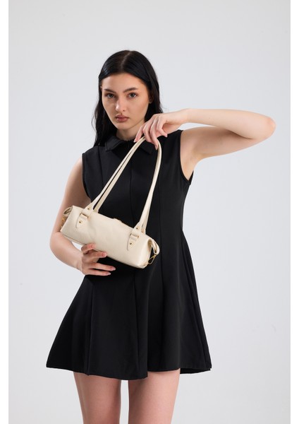 Olivra Bej Toka Detaylı Mini Kadın Omuz, Kol ve El Çantası