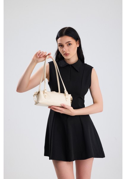 Olivra Bej Toka Detaylı Mini Kadın Omuz, Kol ve El Çantası