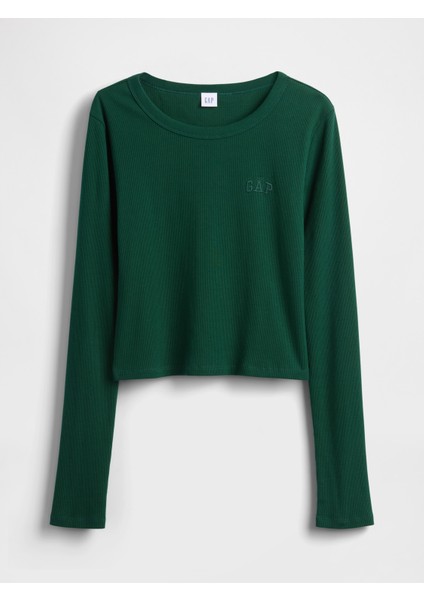 Kadın Yeşil Ribana Crop Bisiklet Yaka T-Shirt fiyatları