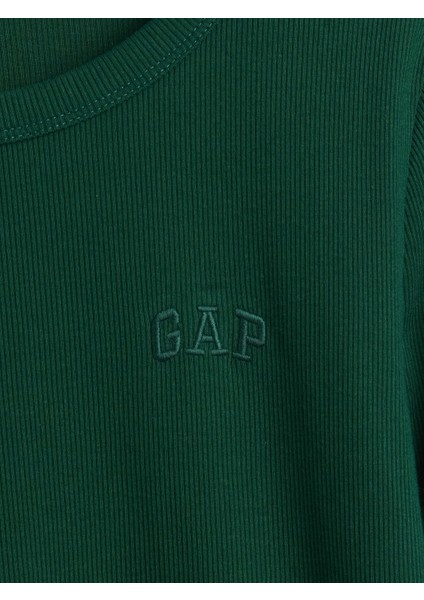 Kadın Yeşil Ribana Crop Bisiklet Yaka T-Shirt modelleri