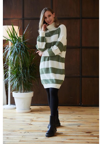 Boğazlı Triko Tunik Yeşil modelleri