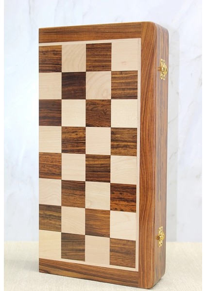Mıknatıs Taşlı Ahşap Katlanabilir Kutulu Satranç Oyunu 40 Cm G225 ( Lisinya )