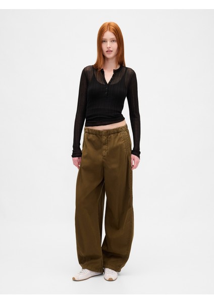 Kadın Siyah Transparan Fitilli Henley Kazak indirimleri