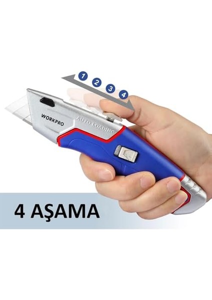 WP213012 Ağır Hizmet Gövde Geri Çekilebilir Rötuş Bıçağı + 4 Adet Yedek Bıçak fiyatları