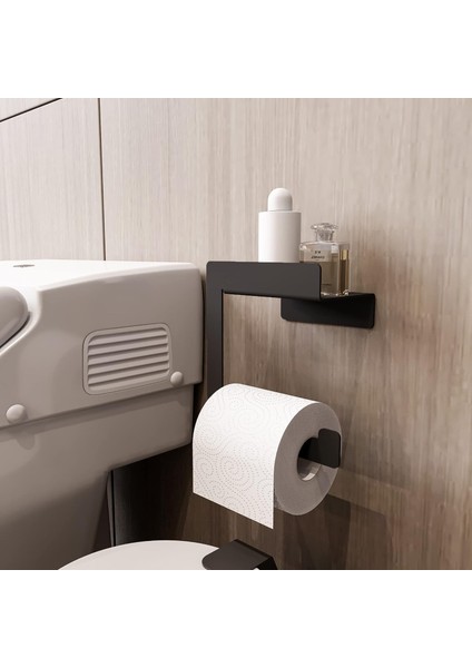 Tuvalet Kağıtlığı, Tuvalet Kağıtlık, Wc Tuvalet Kağıdı Tutucu, Tuvalet Kağıdı Askısı, Tuvalet Kağıdı Aparatı, Metal Tuvalet Kağıdı (Metal, Siyah)