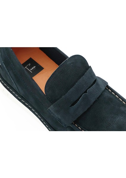 Hakiki Nubuk Deri Lacivert Loafer Erkek Ayakkabı Eva Taban - 253252 indirimleri