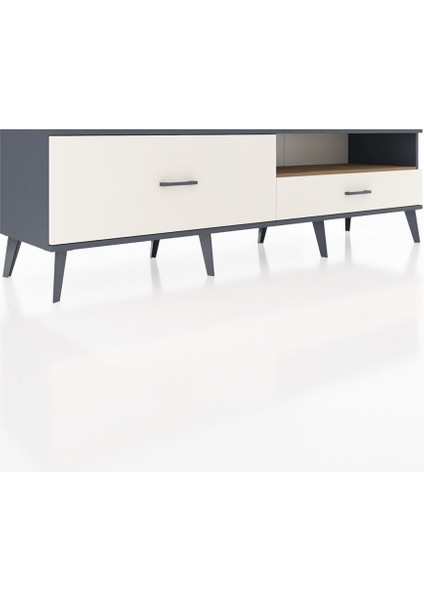 Hyperion Tv Ünitesi Tek Raflı 2 Çekmeceli 176X44X51 Antrasit-Çam/aytaşı fiyatları