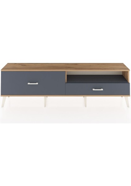 Arges Tv Ünitesi Tek Raflı 2 Çekmeceli 176X30X51 Çam-Antrasit/antrasit