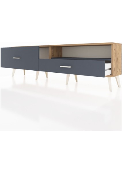 Arges Tv Ünitesi Tek Raflı 2 Çekmeceli 176X30X51 Çam-Antrasit/antrasit fırsatları