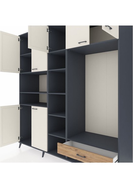 Kronos Dolap 11 Raflı Tek Çekmeceli 7 Kapaklı 220X59X243 Antrasit-Aytaşı/çam fırsatları