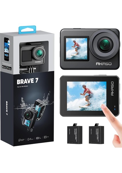 Br 7 Aksiyon Kamerası, Ipx8 Su Geçirmez Yerel 4K 20MP Wifi Cam Dokunmatik Ekranlı Eıs 2.0 Yakınlaştırma Desteği Harici Mikrofon Ses Kontrolü Vlog Kamerası - Gri