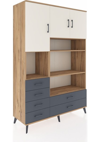 Hyperion Dolap 9 Raflı 6 Çekmeceli 3 Kapaklı 132X44X195 Çam-Aytaşı/antrasit fiyatları