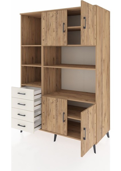 Kronos Dolap 8 Raflı 4 Çekmeceli 4 Kapaklı 132X59X195 Çam-Çam/aytaşı modelleri