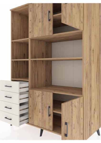 Kronos Dolap 8 Raflı 4 Çekmeceli 4 Kapaklı 132X59X195 Çam-Çam/aytaşı fırsatları