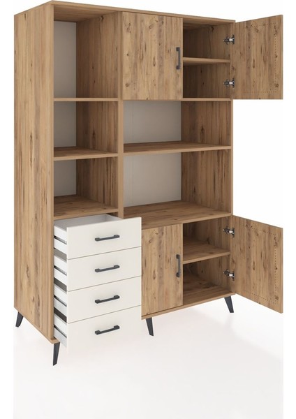 Kronos Dolap 8 Raflı 4 Çekmeceli 4 Kapaklı 132X59X195 Çam-Çam/aytaşı indirimleri