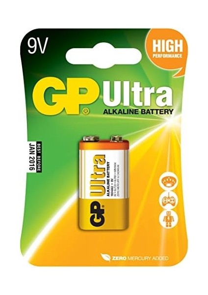 Batteries 1604AU Ultra Alkalin 6LF22/522/9V Pil, 9 Volt, Tekli Kart fiyatları