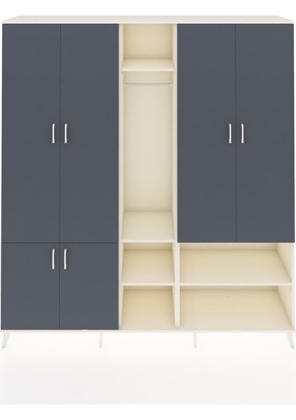 Hyperion Dolap 15 Raflı 5 Kapaklı Tek Askılı 220X44X243 Aytaşı-Antrasit/aytaşı