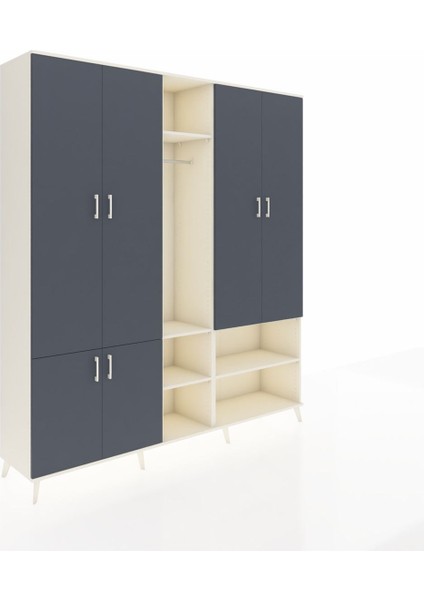 Hyperion Dolap 15 Raflı 5 Kapaklı Tek Askılı 220X44X243 Aytaşı-Antrasit/aytaşı fiyatları