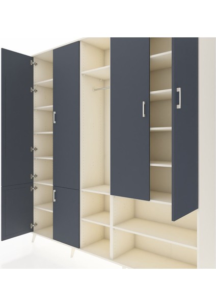 Hyperion Dolap 15 Raflı 5 Kapaklı Tek Askılı 220X44X243 Aytaşı-Antrasit/aytaşı fırsatları