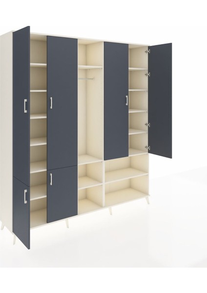 Hyperion Dolap 15 Raflı 5 Kapaklı Tek Askılı 220X44X243 Aytaşı-Antrasit/aytaşı indirimleri