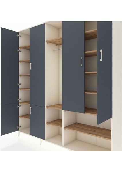 Hyperion Dolap 15 Raflı 5 Kapaklı Tek Askılı 220X44X243 Aytaşı-Antrasit/çam fırsatları