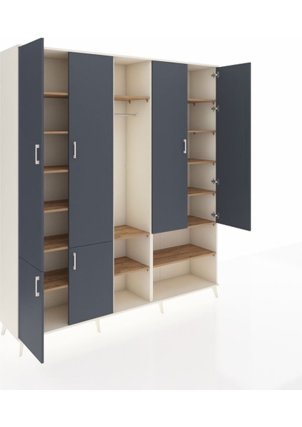 Hyperion Dolap 15 Raflı 5 Kapaklı Tek Askılı 220X44X243 Aytaşı-Antrasit/çam indirimleri