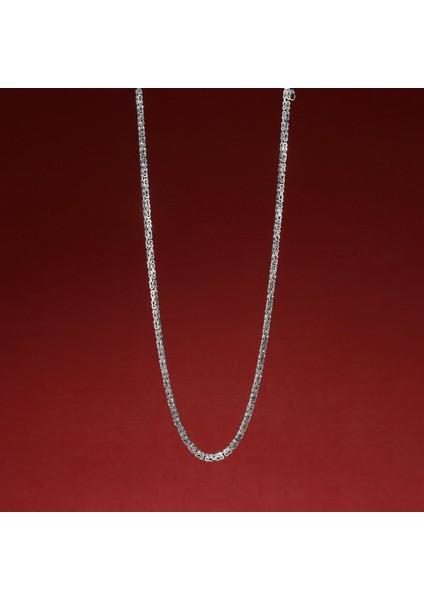 120 Mikron Oksitli Kare Kral Gümüş Zincir modelleri