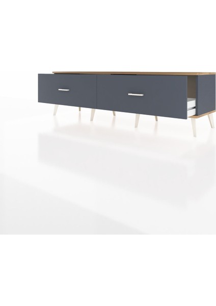 Hyperion Tv Ünitesi 2 Çekmeceli 176X44X51 Antrasit-Çam/antrasit modelleri