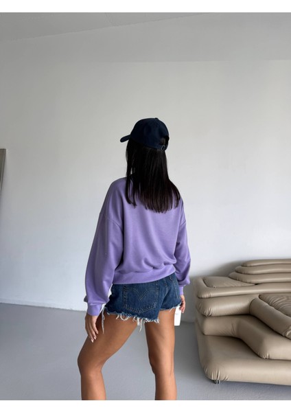 2 Iplik Yumuşak Dokulu Bisiklet Yaka Oversize Kalıp Sweatshirt fiyatları