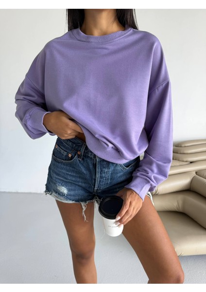 2 Iplik Yumuşak Dokulu Bisiklet Yaka Oversize Kalıp Sweatshirt modelleri