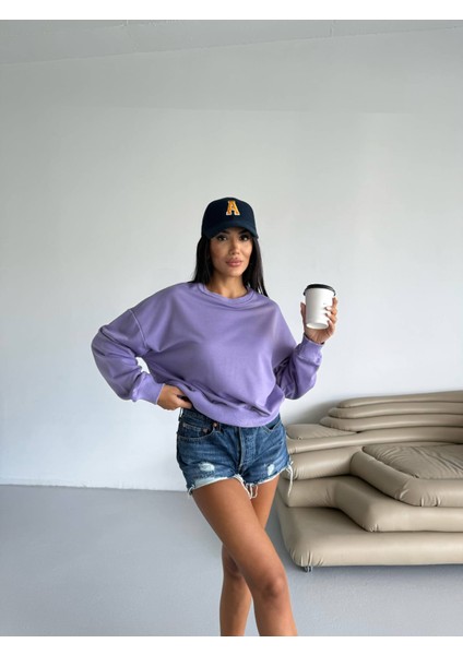 2 Iplik Yumuşak Dokulu Bisiklet Yaka Oversize Kalıp Sweatshirt fırsatları