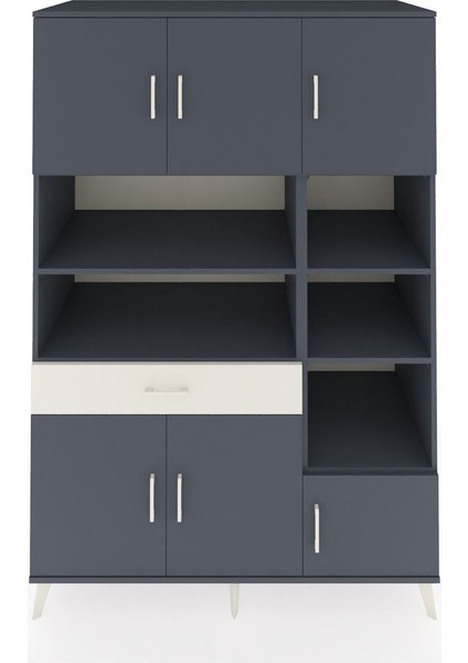 Kronos Dolap 10 Raflı Tek Çekmeceli 6 Kapaklı 132X59X195 Antrasit-Antrasit/aytaşı