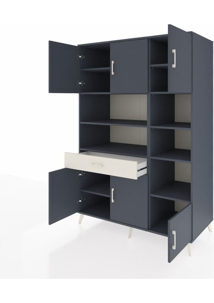 Kronos Dolap 10 Raflı Tek Çekmeceli 6 Kapaklı 132X59X195 Antrasit-Antrasit/aytaşı modelleri