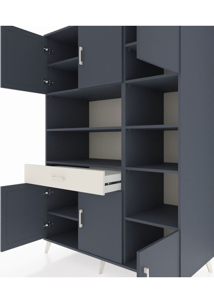 Kronos Dolap 10 Raflı Tek Çekmeceli 6 Kapaklı 132X59X195 Antrasit-Antrasit/aytaşı fırsatları