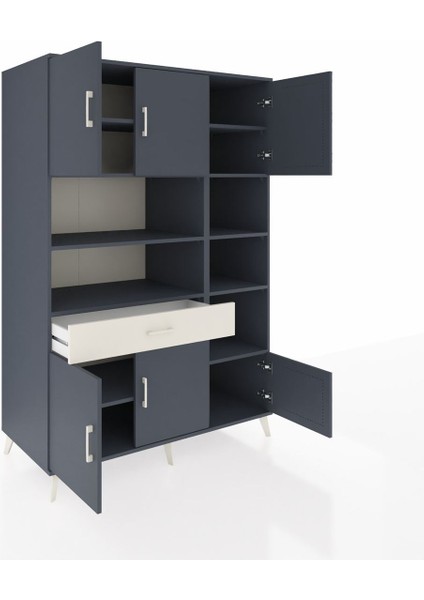 Kronos Dolap 10 Raflı Tek Çekmeceli 6 Kapaklı 132X59X195 Antrasit-Antrasit/aytaşı indirimleri