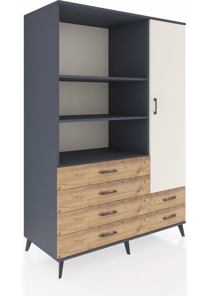 Kronos Dolap 7 Raflı 6 Çekmeceli Tek Kapaklı 132X59X195 Antrasit-Aytaşı/çam fiyatları