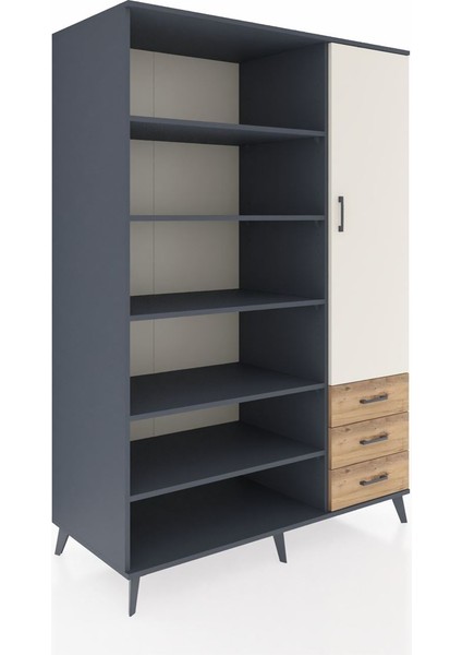 Kronos Dolap 9 Raflı 3 Çekmeceli Tek Kapaklı 132X59X195 Antrasit-Aytaşı/çam fiyatları