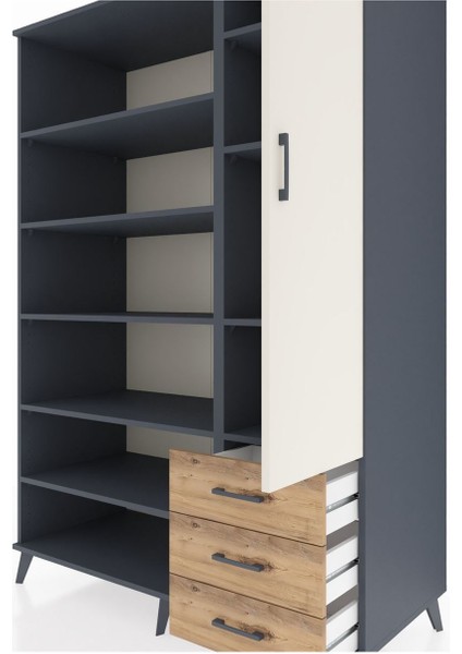 Kronos Dolap 9 Raflı 3 Çekmeceli Tek Kapaklı 132X59X195 Antrasit-Aytaşı/çam fırsatları