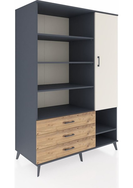 Kronos Dolap 9 Raflı 3 Çekmeceli Tek Kapaklı 132X59X195 Antrasit-Aytaşı/çam fiyatları