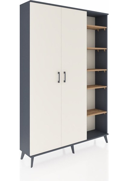 Arges Dolap 7 Raflı 2 Kapaklı Tek Askılı 132X30X195 Antrasit-Aytaşı/çam fiyatları